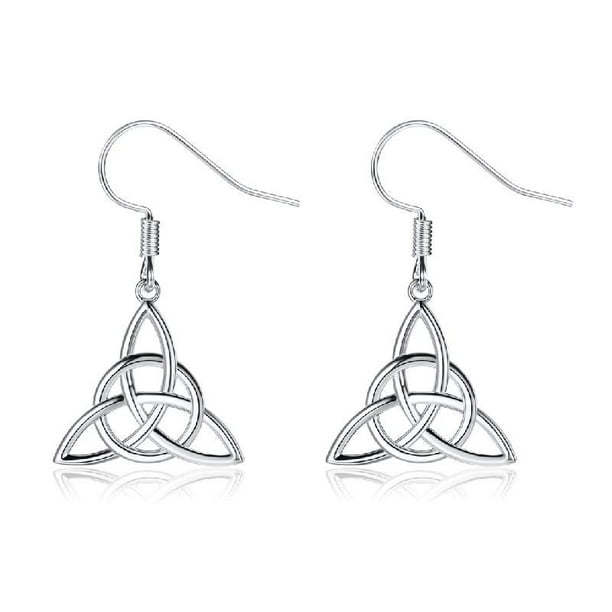925 Sterling Silver Earrings Good Luck Polished Irish Celtic Knot Vintage Dangles for Women Girls 925 Sterling Silver Earrings Good Luck Polished Irish Celtic Knot Vintage Dangles for Women Girls